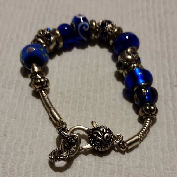 Pandora style spiner Sapphire blue bracelet - Picture 6 of 16